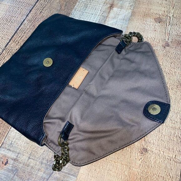 J. Crew Leather Envelope Shoulder Bag w/Chain Strap - Black/Bronze - Picture 8 of 12